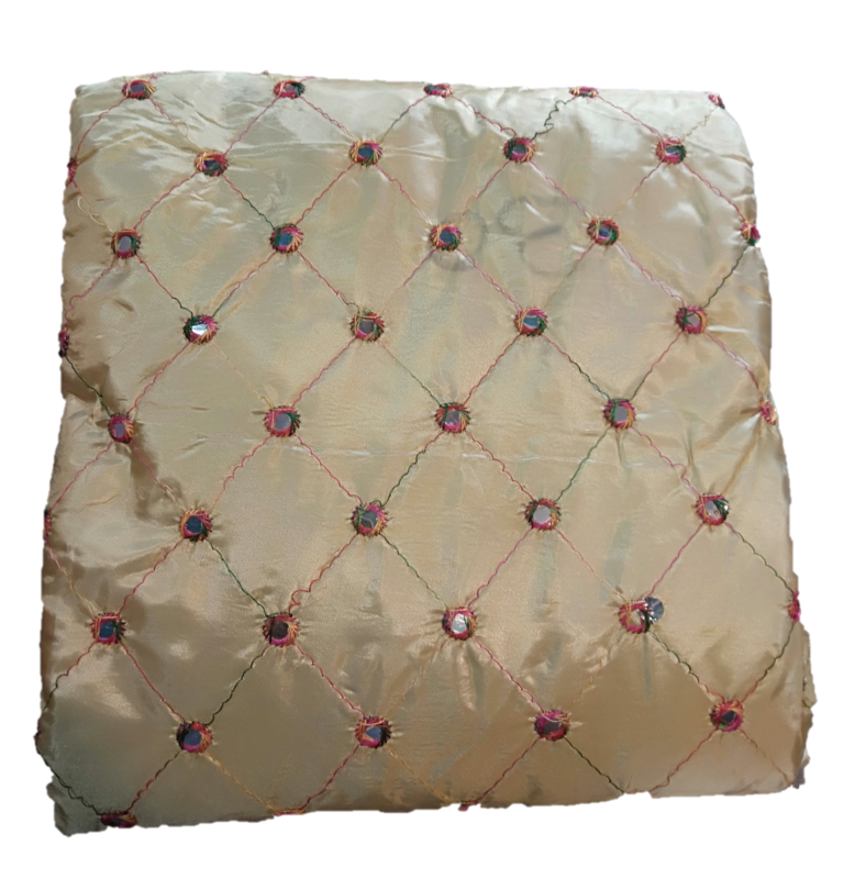 LA'Facon Paper Silk Embroidered Mirror Work Fabric