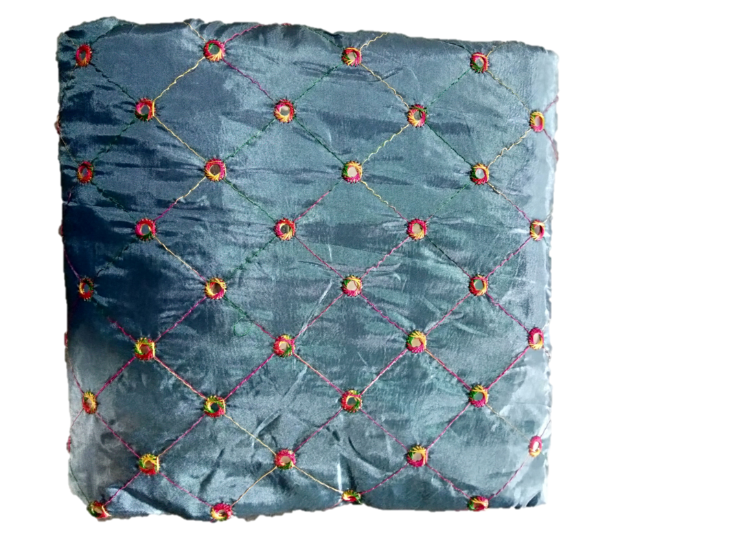 LA'Facon Paper Silk Embroidered Mirror Work Fabric