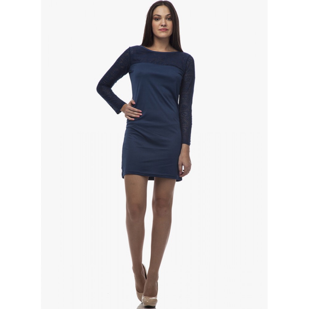 Lafacon-Blue-Colored-Embroidered-Shift-Dress