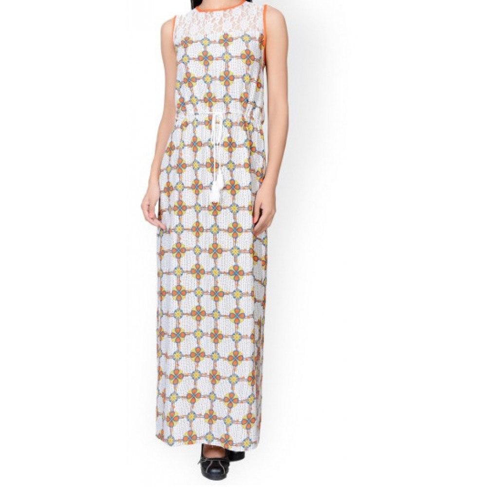La Facon-Off-White Printed Maxi Dress