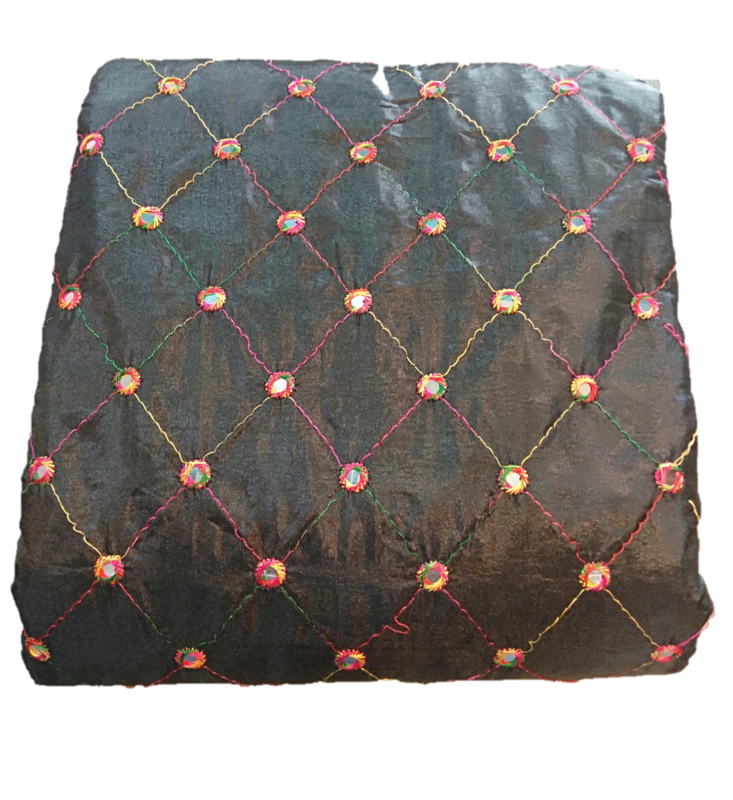 LA'Facon Paper Silk Embroidered Mirror Work Fabric