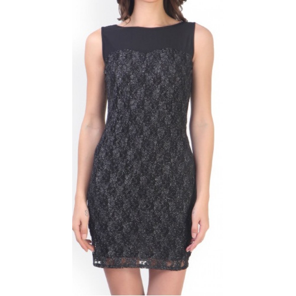 Lafacon-black-georgette-sheath-dress-with-lace-detail