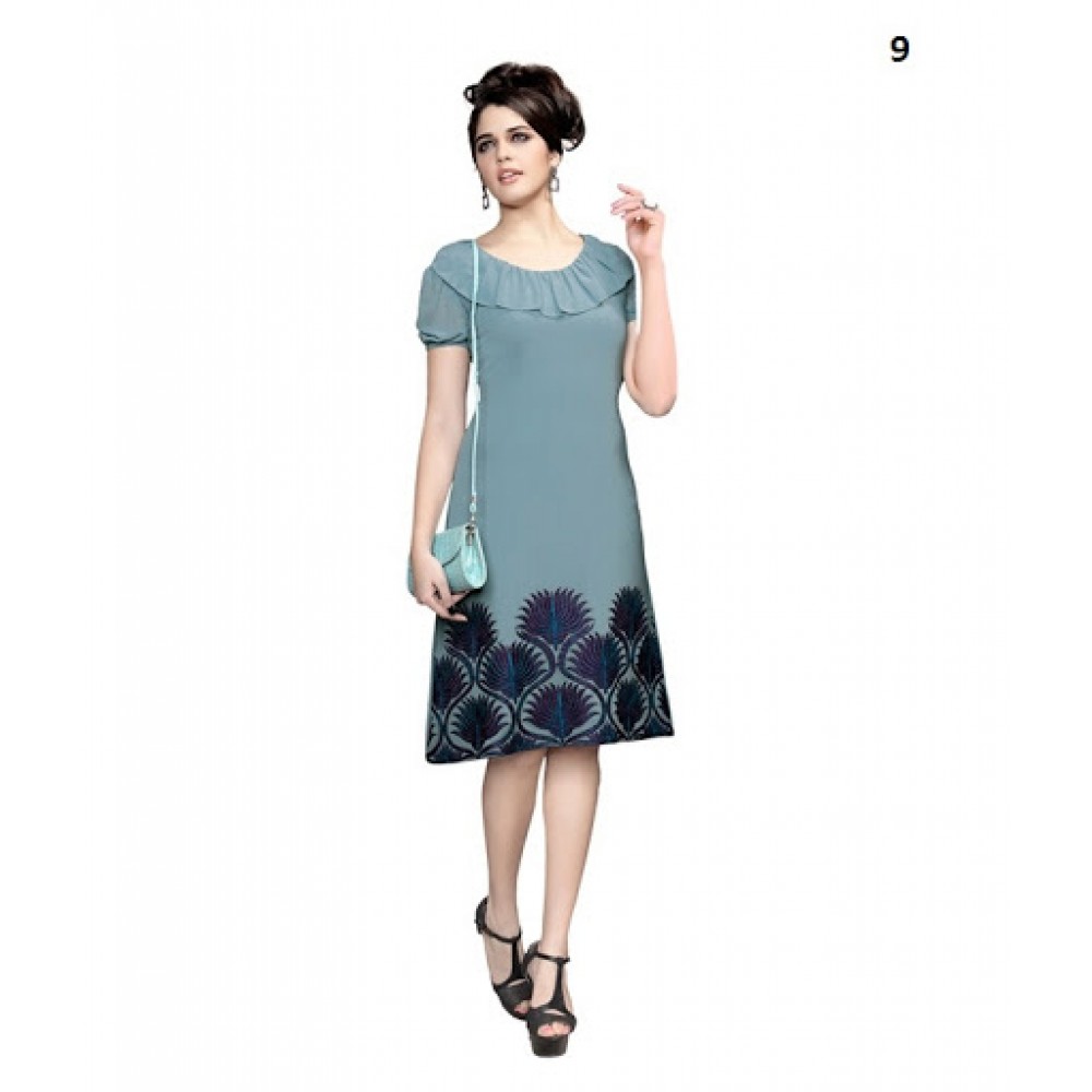 Lafacon Stitched Grey Solid Georgette Kurti