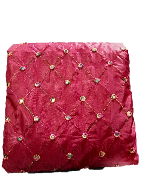 LA'Facon Paper Silk Embroidered Mirror Work Fabric