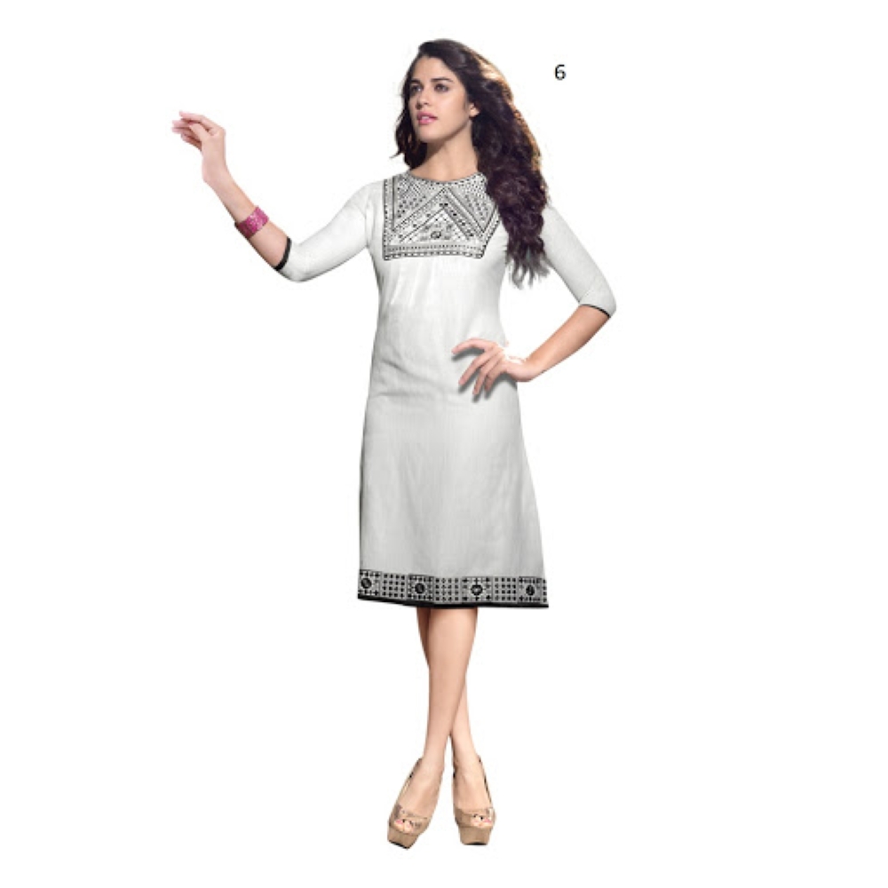 Lafacon Stitched White Solid Linen Kurti