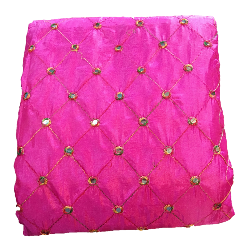 LA'Facon Paper Silk Embroidered Mirror Work Fabric