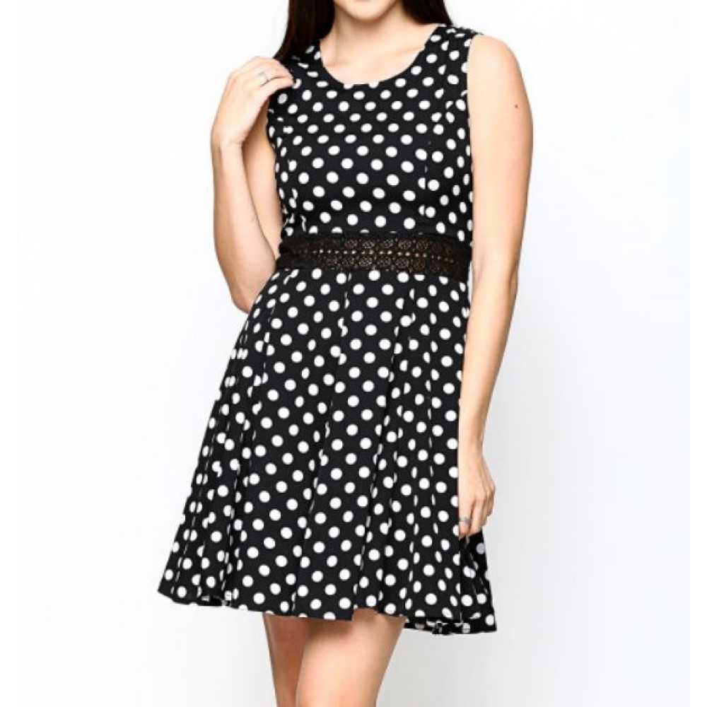 La Facon-black-polka-dot-print-fit--flare-dress