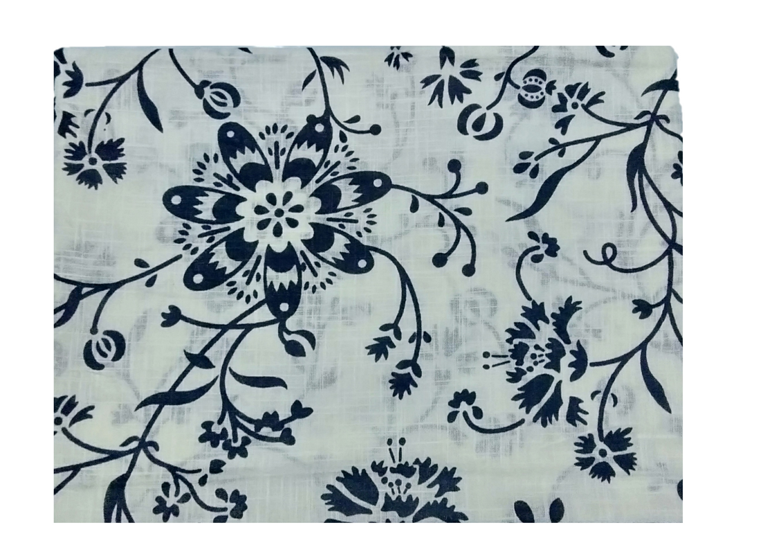 Cotton Kalamkari Handblock Saree BlouseKurti Fabric 100 cms -Floral Print - White Colour