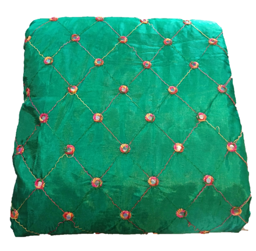LA'Facon Paper Silk Embroidered Mirror Work Fabric