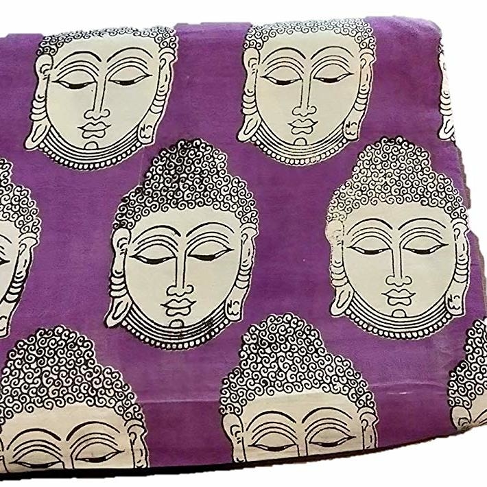 Cotton Kalamkari Handblock Saree Blouse/Kurti Fabric 100 cms Purple Colour - Budda Print