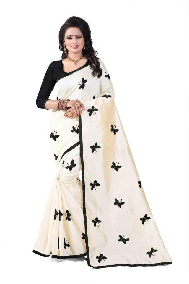 Pretty Black Silk Printed Regular Saree