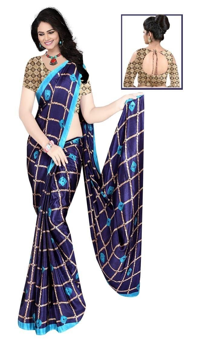 Glamorous Royal Silk Checks Print Saree