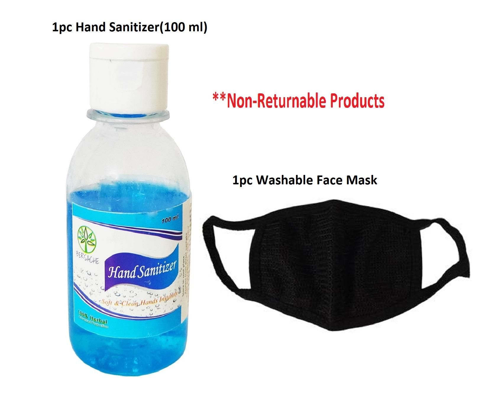 Sanitizer & Face Mask - Washable Face Masks & Sanitizers Combo 1 pc + 1 pc