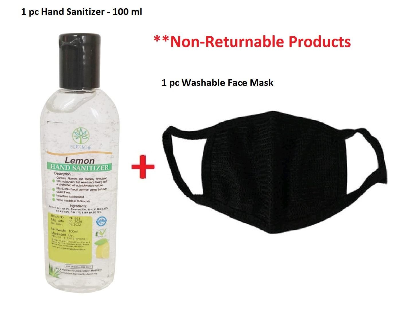 Sanitizer & Face Mask - Washable Face Masks & Sanitizers Combo 1 pc + 1 pc