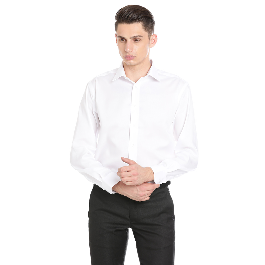 Double Two Men Formal White Cotton Shirt