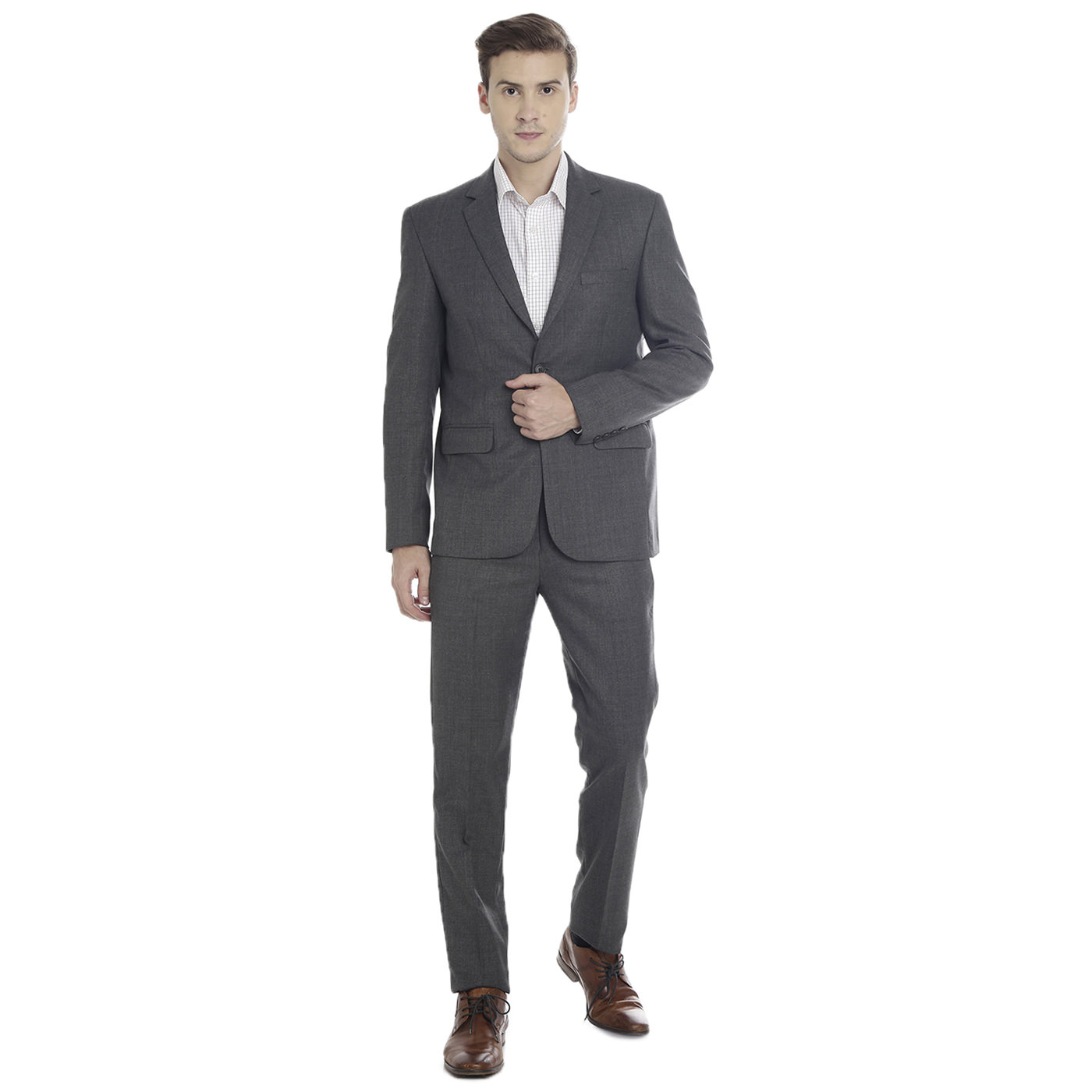 Double TWO Charcoal Slim Fit Mens Suit