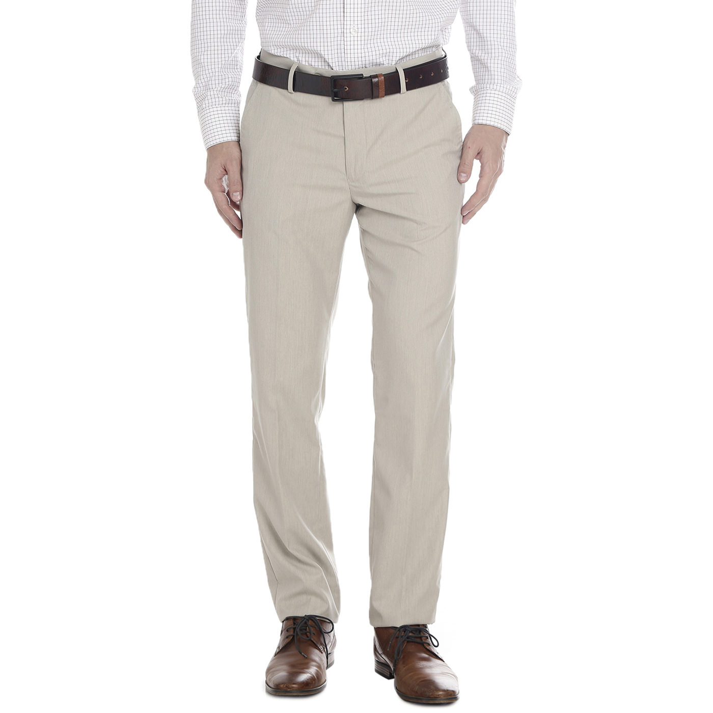 Double Two Slim Fit Men Beige Trousers