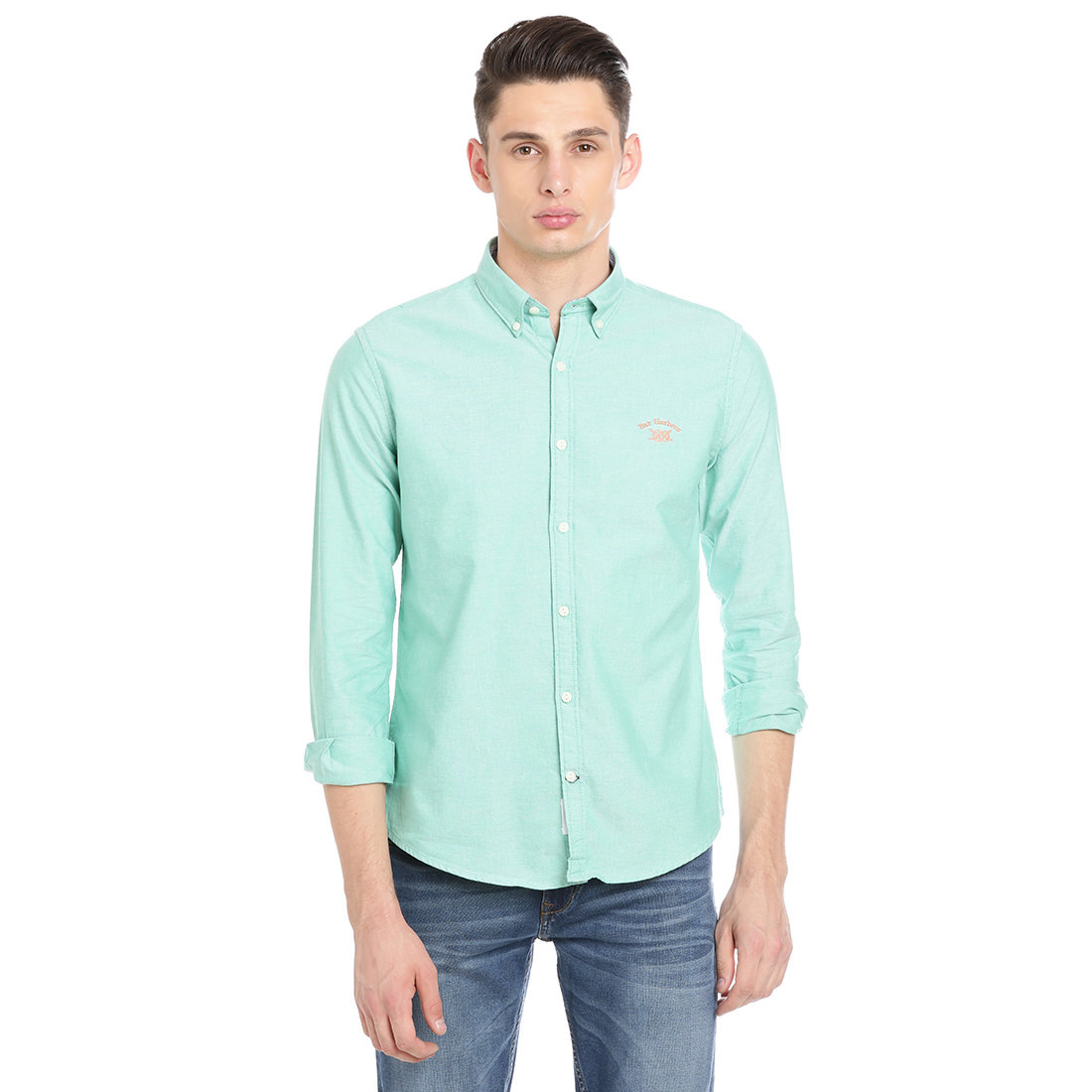 Bar Harbour Men Solid Casual Green Shirt