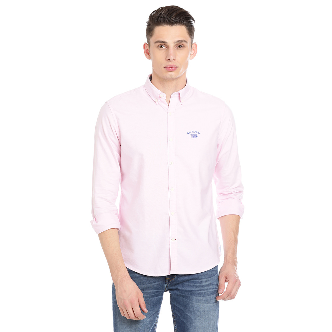 Bar Harbour Men Solid Casual Light Pink Shirt