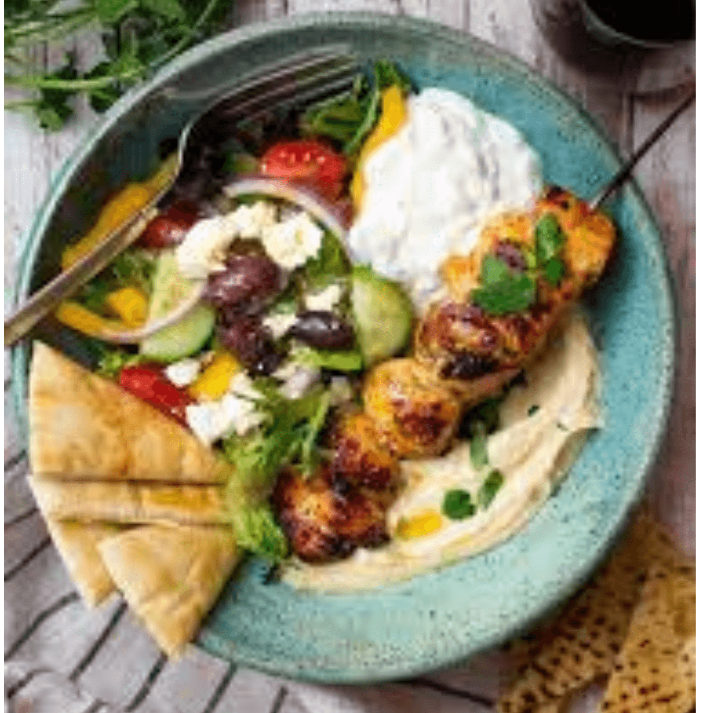 CHARCOAL GRILLED CHICKEN WITH HUMMUS AND MOUTABAL