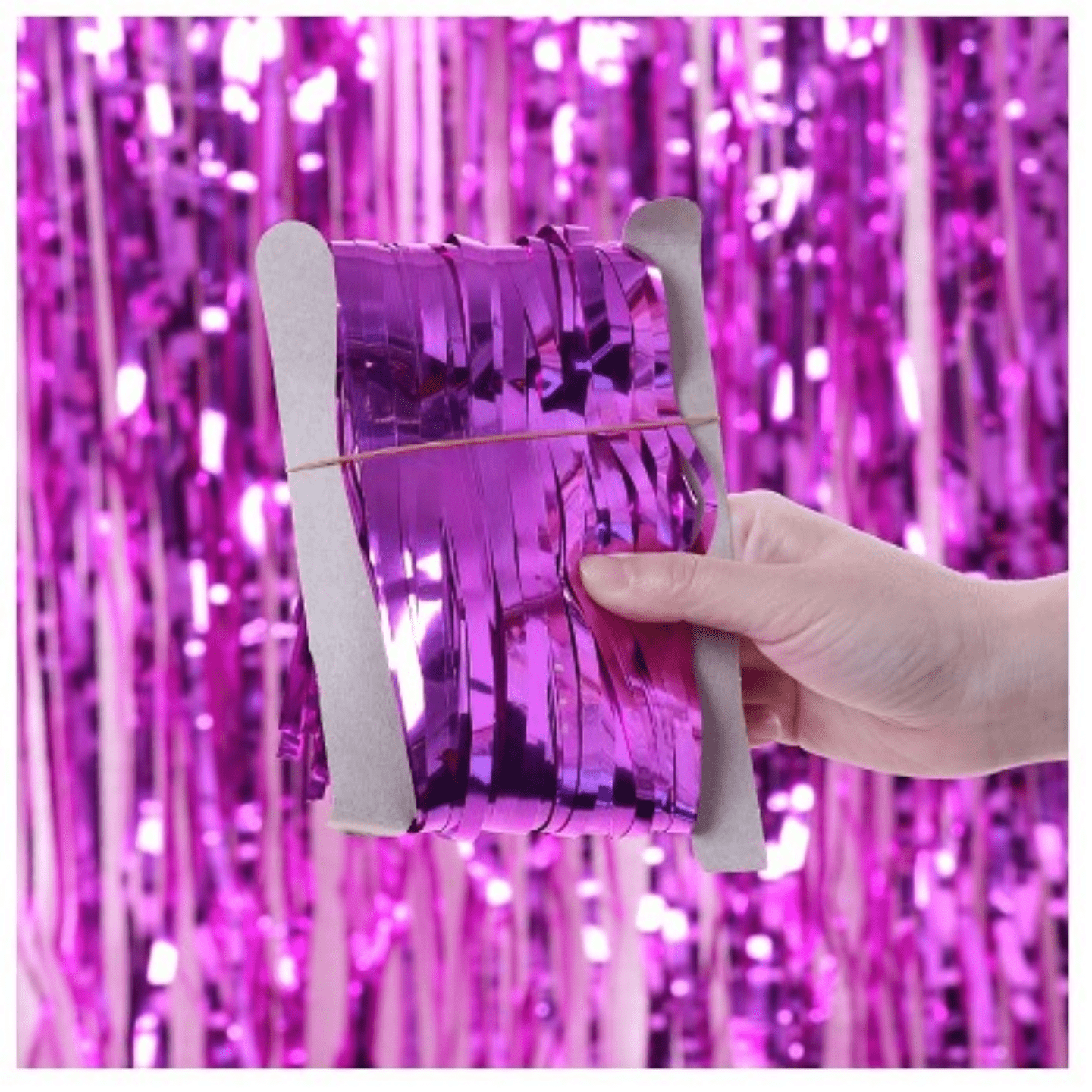 Metallic Foil Fringe Curtain - HOT PINK